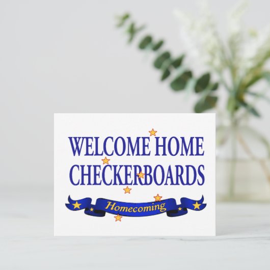 Welcome Zuhause-Checkboards Postkarte (Stehend Vorderseite)