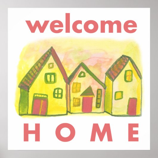 Welcome Zuhause Colorful Houses Print Poster (Vorne)
