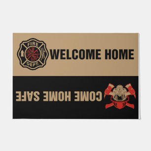 Welcome Zuhause Come Zuhause Safe Fireman Fußmatte