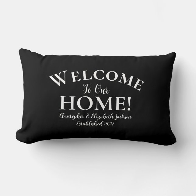 Welcome Zuhause Custom Elegance Calligraphy Chic B Lendenkissen (Vorderseite)