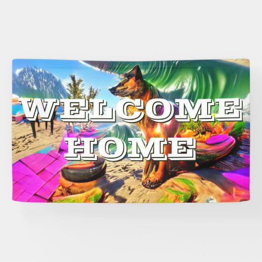Welcome Zuhause custom German Shepherd Dog Banner (Horizontal)