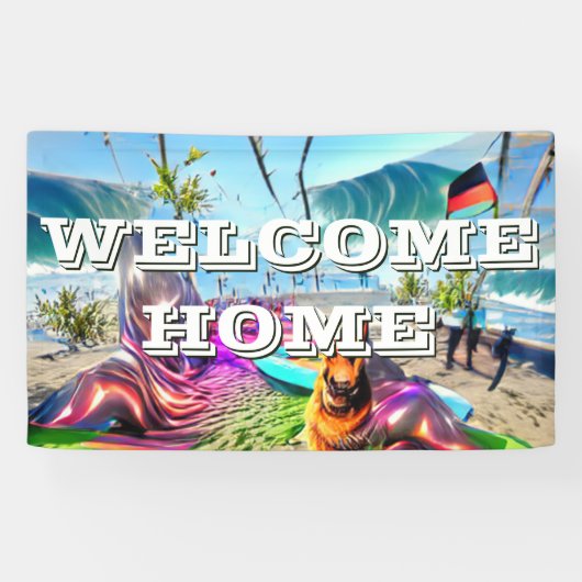 Welcome Zuhause Custom German Shepherd Dog Banner (Horizontal)