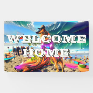 Welcome Zuhause custom German Shepherd Dog Banner