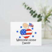 Welcome Zuhause Daddy Strichmännchen Baby Postkarte (Stehend Vorderseite)