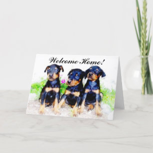 Welcome Zuhause Doberman Welpen Grußkarte Karte