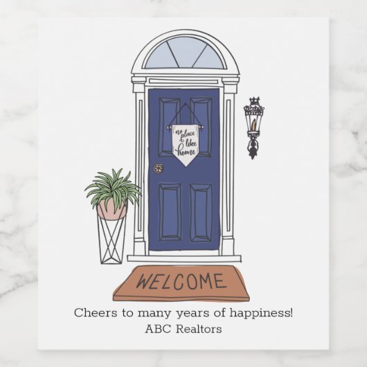 Welcome Zuhause Door Custom Real Anwesen Weinetikett (Einzelnes Label)