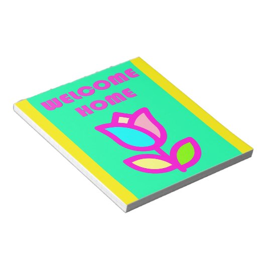 WELCOME ZUHAUSE EXTRA BRIGHT BLUME DESIGN NOTIZBLOCK (angewinkelt)