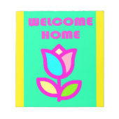 WELCOME ZUHAUSE EXTRA BRIGHT BLUME DESIGN NOTIZBLOCK (Vorderseite)