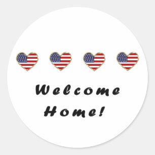 Welcome Zuhause Flags Runder Aufkleber