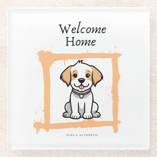 Welcome Zuhause Glass Untersetzer (Vorderseite)