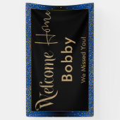 Welcome Zuhause Gold Confetti, Bright Blue Banner (Vertikal)