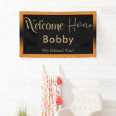 Welcome Zuhause Gold Confetti, Bright Orange Banner (Insitu)