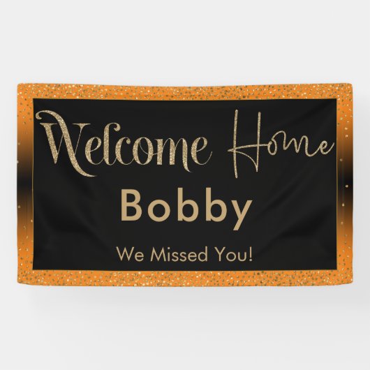 Welcome Zuhause Gold Confetti, Bright Orange Banner (Horizontal)