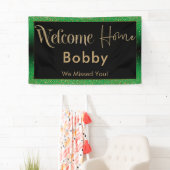 Welcome Zuhause Gold Confetti, Hellgrün Banner (Insitu)