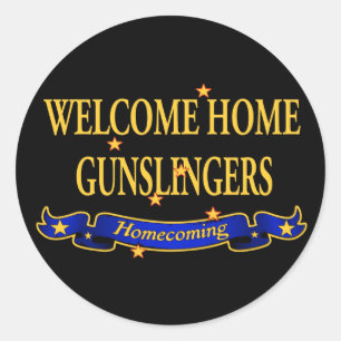 Welcome Zuhause Gunslingers Runder Aufkleber