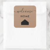 Welcome Zuhause Label, Realtor Client Gift Tag, Kr Quadratischer Aufkleber (Tasche)