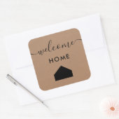 Welcome Zuhause Label, Realtor Client Gift Tag, Kr Quadratischer Aufkleber (Umschlag)