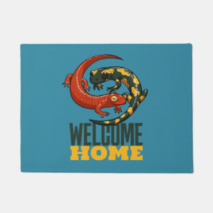 Welcome Zuhause Lächeln Salamanders Cartoon Fußmatte