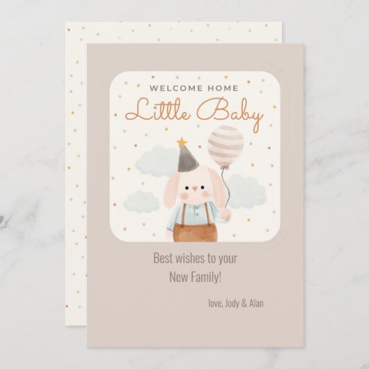 Welcome Zuhause Little Baby Card Save The Date (Vorne/Hinten)