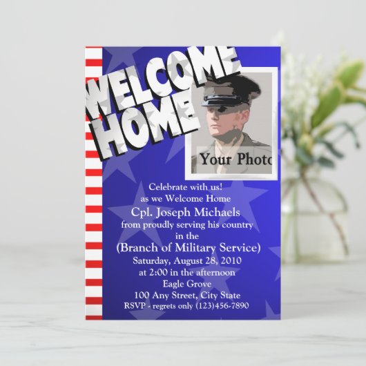 Welcome Zuhause/ Militär Einladung (Stehend Vorderseite)