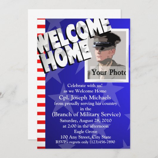 Welcome Zuhause/ Militär Einladung (Vorne/Hinten)