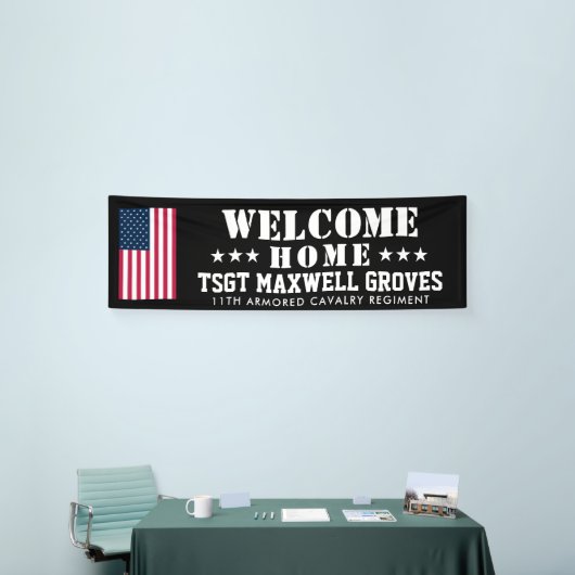 Welcome Zuhause Military Banner mit US-Flagge (Messeveranstaltung)