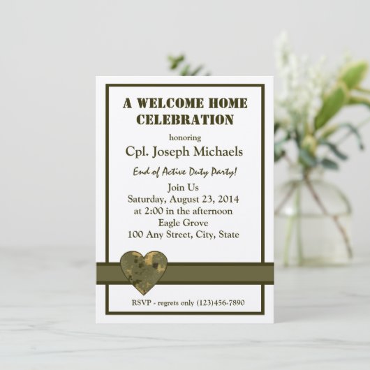 Welcome Zuhause Military Einladung (Stehend Vorderseite)