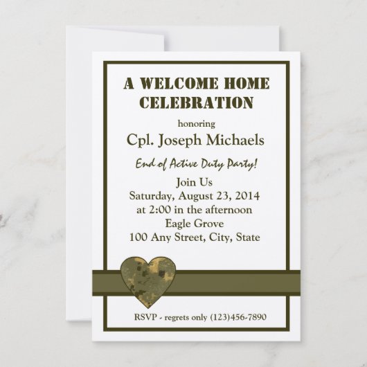 Welcome Zuhause Military Einladung (Vorderseite)