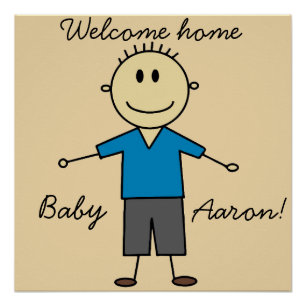 Welcome Zuhause New Baby Boy Name Niedlich Strichm Poster