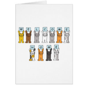 Welcome Zuhause Niedlich Cartoon Katzen