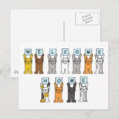Welcome Zuhause Niedlich Cartoon Katzen Postkarte (Vorne/Hinten)