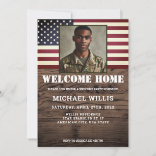 Welcome Zuhause Party Soldier Custom Foto USA Flag Einladung