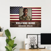 Welcome Zuhause Party Soldier Custom Foto USA Flag Poster (Heimbüro)