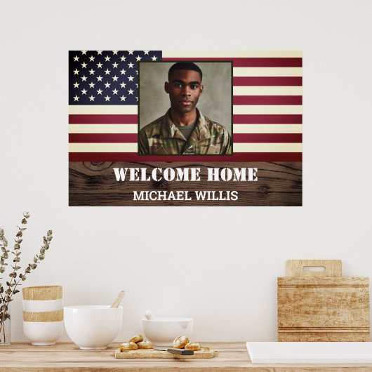 Welcome Zuhause Party Soldier Custom Foto USA Flag Poster (Küche)
