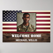 Welcome Zuhause Party Soldier Custom Foto USA Flag Poster (Vorne)
