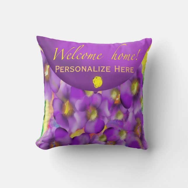 Welcome Zuhause Personalisiert Throw Kissen (Vorderseite)