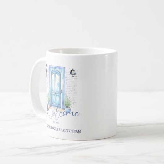 "Welcome Zuhause" Real Anwesen Client Geschenk Kaffeetasse (Vorderseite Links)
