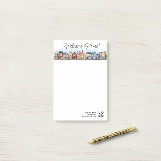 Welcome Zuhause Real Anwesen Closing-Geschenk Post-it Klebezettel (Auf Schreibtisch)