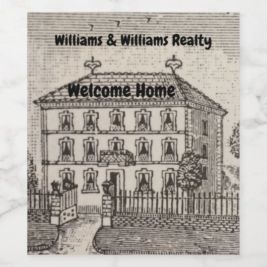 Welcome Zuhause Real Anwesen House Closing Realtor Weinetikett (Einzelnes Label)