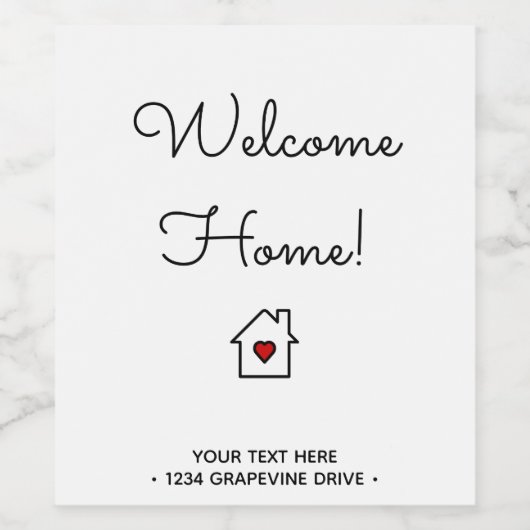 Welcome Zuhause Real Anwesen Open House - Abschlus Weinetikett (Einzelnes Label)