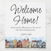 Welcome Zuhause Real Anwesen Zuhause Closing-Gesch Weinetikett (Einzelnes Label)