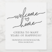 Welcome Zuhause Realtor Geschenk Weinetikett (Einzelnes Label)
