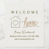 Welcome Zuhause Realtor Housewarming Minimalistisc Weinetikett (Einzelnes Label)