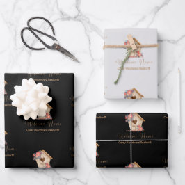 Welcome Zuhause Realtor Personalisiert in Schwarz  Geschenkpapier Set