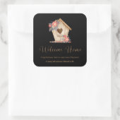 Welcome Zuhause Realtor Personalisiert in Schwarz Quadratischer Aufkleber (Tasche)