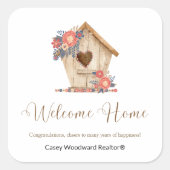 Welcome Zuhause Realtor Personalisiert Quadratischer Aufkleber (Vorderseite)
