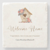 Welcome Zuhause Realtor Personalisiert Steinuntersetzer (Vorderseite)