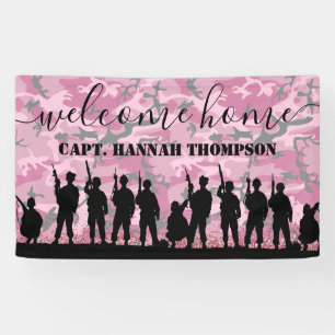 Welcome Zuhause Soldier   Militärische Rosa Girly Banner