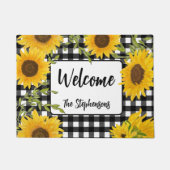 Welcome Zuhause Sunblumen Karierter Individuelle N Fußmatte (Vorderseite)