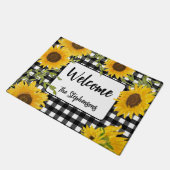 Welcome Zuhause Sunblumen Karierter Individuelle N Fußmatte (Schrägansicht)
